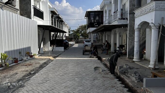 Jalan paving block perumahan Pondok Kacang Tangerang hasil akhir